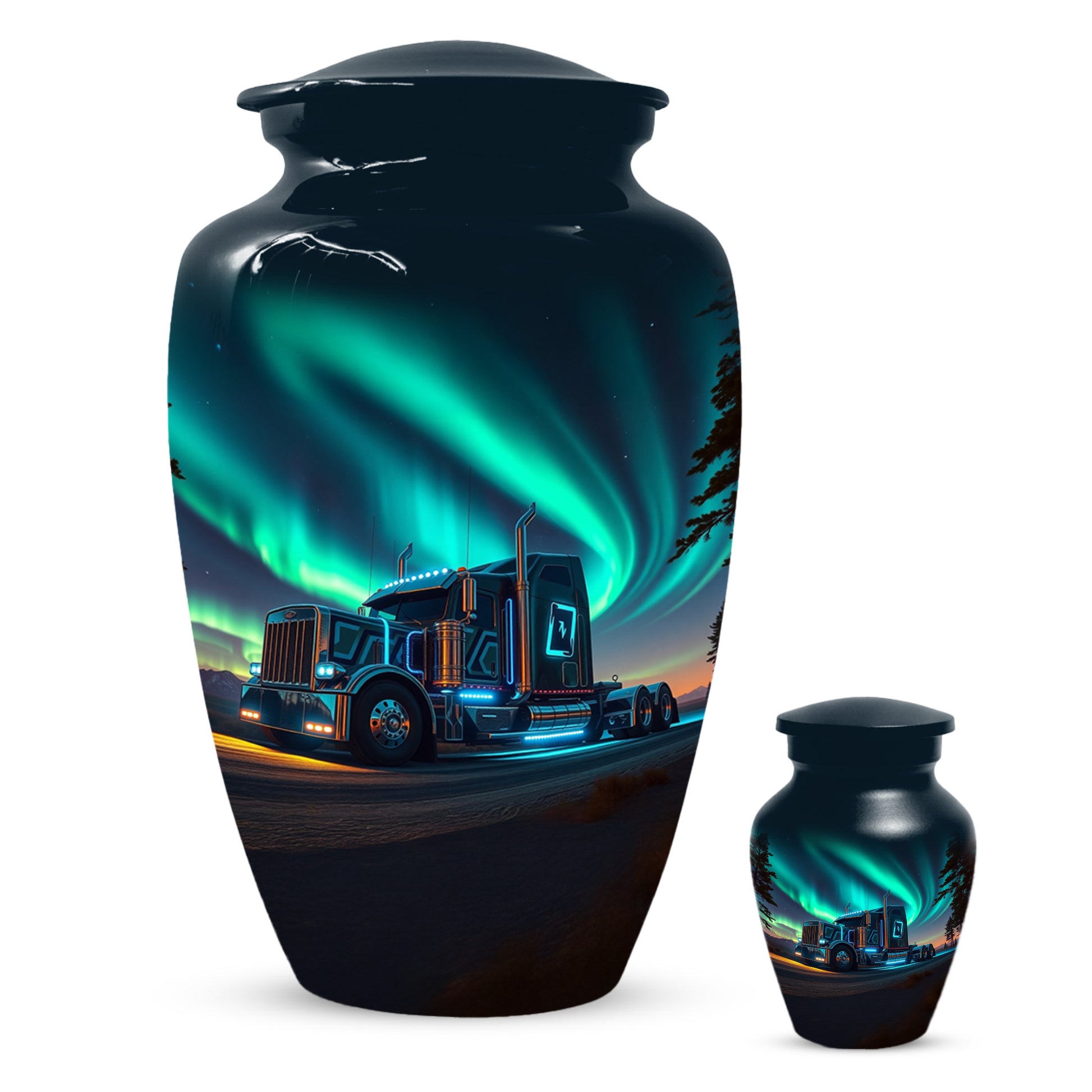 Semi Truck Cremation Urn for Ashes - Personalized Trucker Memorial for Dad | Big Rig Funeral Urns for Adult Male