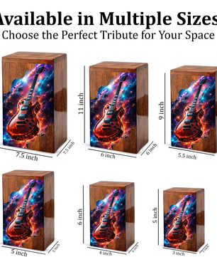 Guitar Wooden Cremation Urn – Wooden Urn for Human Ashes