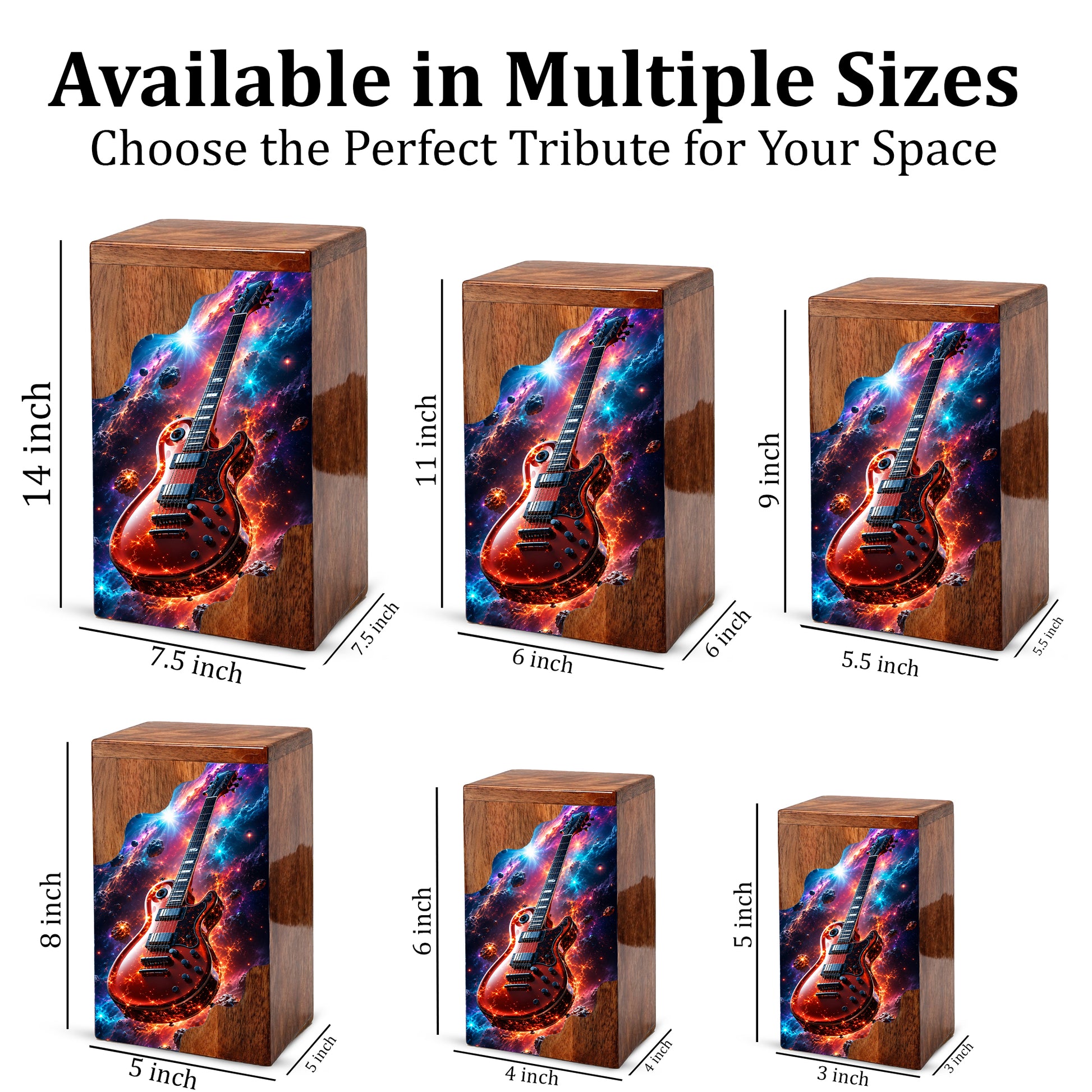 Guitar Wooden Cremation Urn – Wooden Urn for Human Ashes