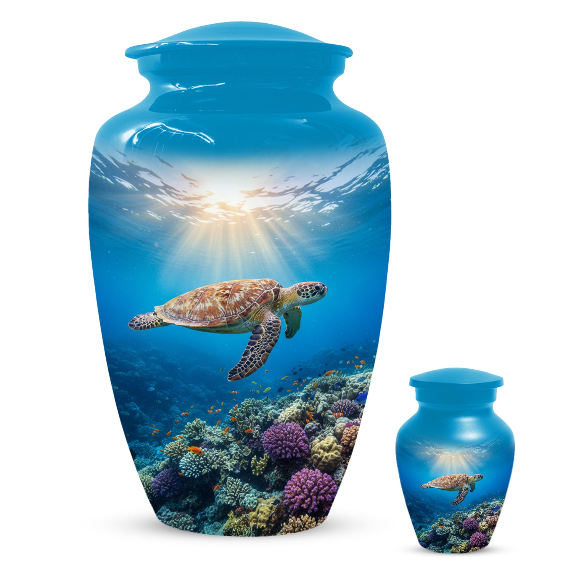 Ocean Wave Cremation Urn for Adult Ashes | Sea Turtle Ocean Theme Memorial Urn