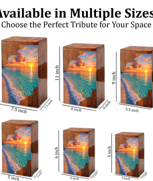 Sunset Beach Wooden Cremation Urn – Personalized Memorial Urn for Human Ashes |