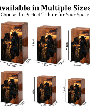 Western Horse Wooden Cremation Urn for Mom – Custom Memorial Urn for Human Ashes