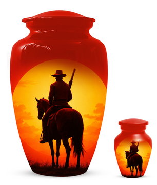Cowboy Urn for Ashes | Western Horse Cremation Urn for Dad | Custom Funeral Cremation Urn for Men