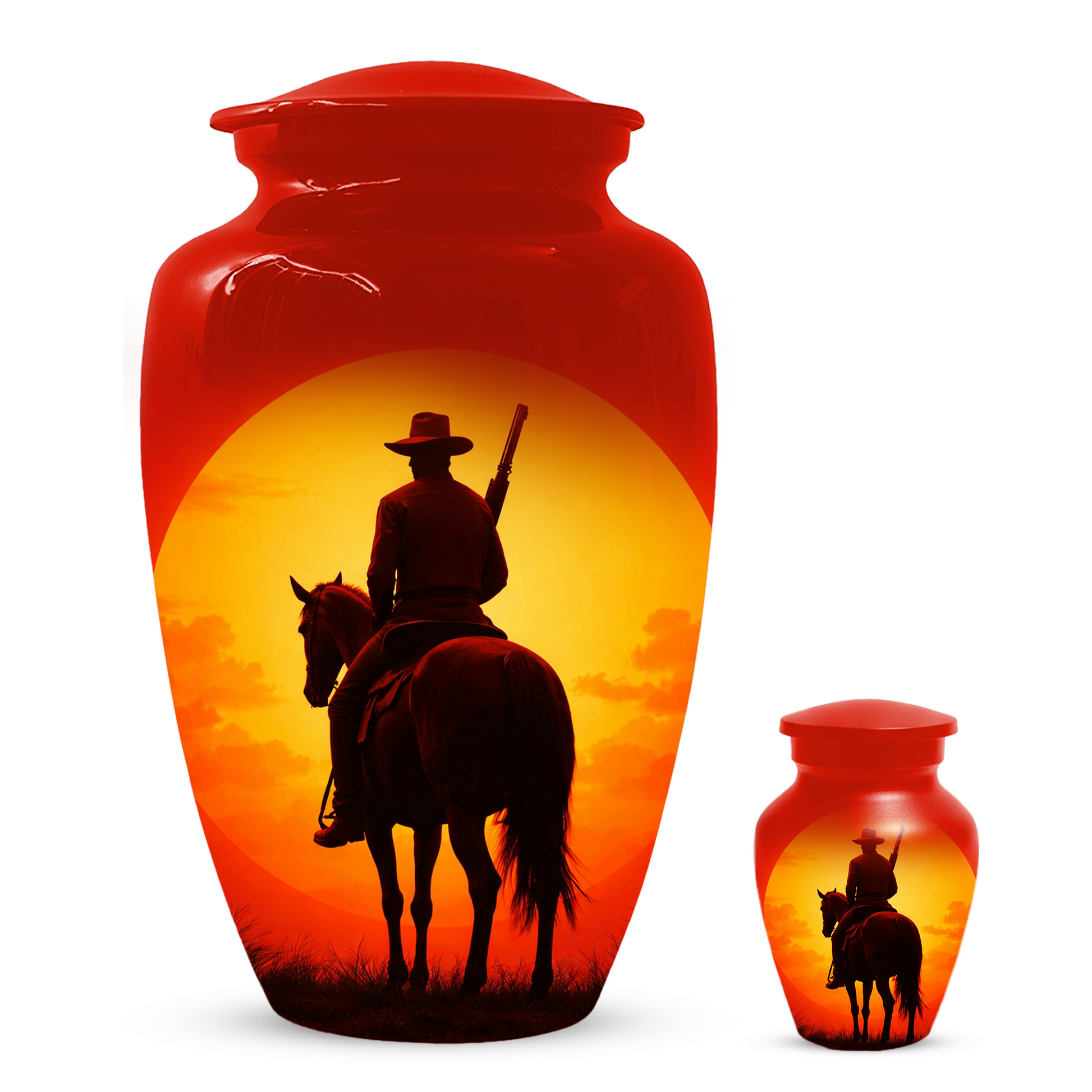 Cowboy Urn for Ashes | Western Horse Cremation Urn for Dad | Custom Funeral Cremation Urn for Men