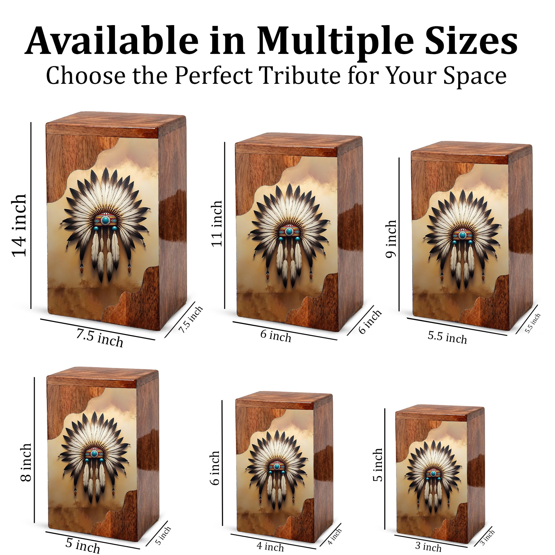 Wooden Cremation Urn – Feather Memorial Design | Custom Wooden Urn for Human Ashes