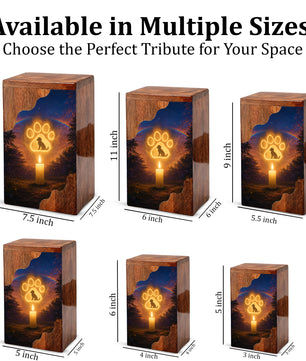 Personalized Dog Urn for Ashes, Rainbow Bridge Wooden Cremation Urn