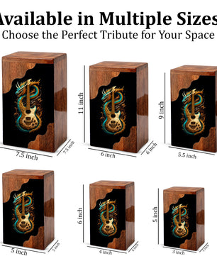 Dragon Guitar Wooden Cremation Urn – Music Memorial Urn with Mythical Dragon