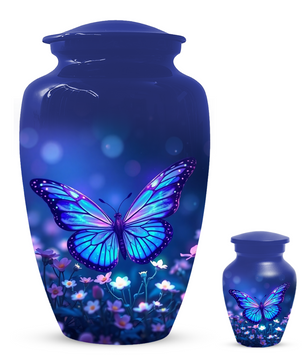 Blue Butterfly Urn for Ashes, Custom Butterfly Cremation Urn