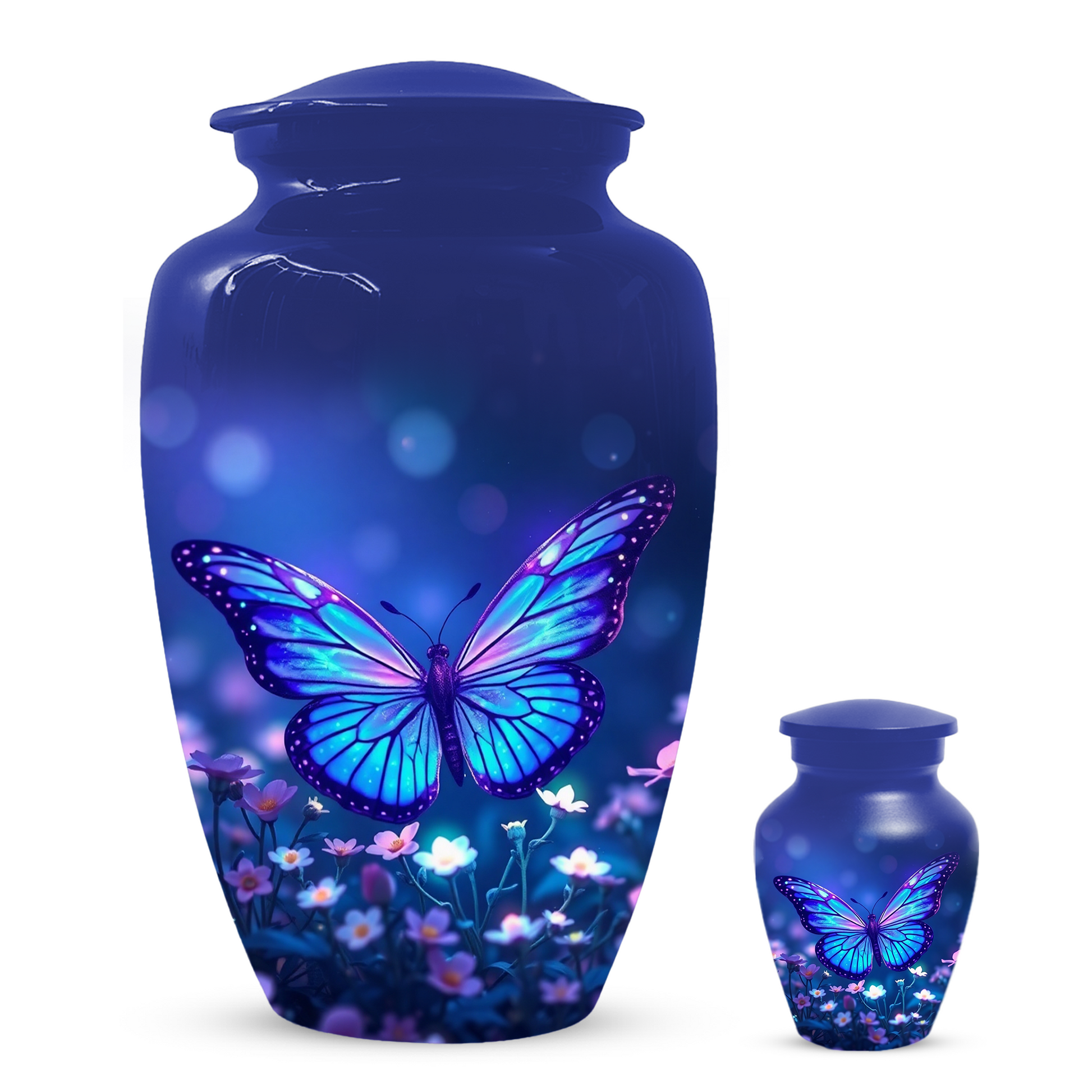 Blue Butterfly Urn for Ashes, Custom Butterfly Cremation Urn