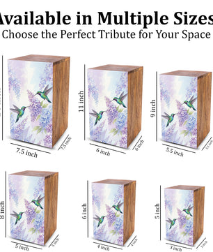 Green Humming Bird Urn For Ashes - Floral Hummingbird Keepsake Urns For Adults