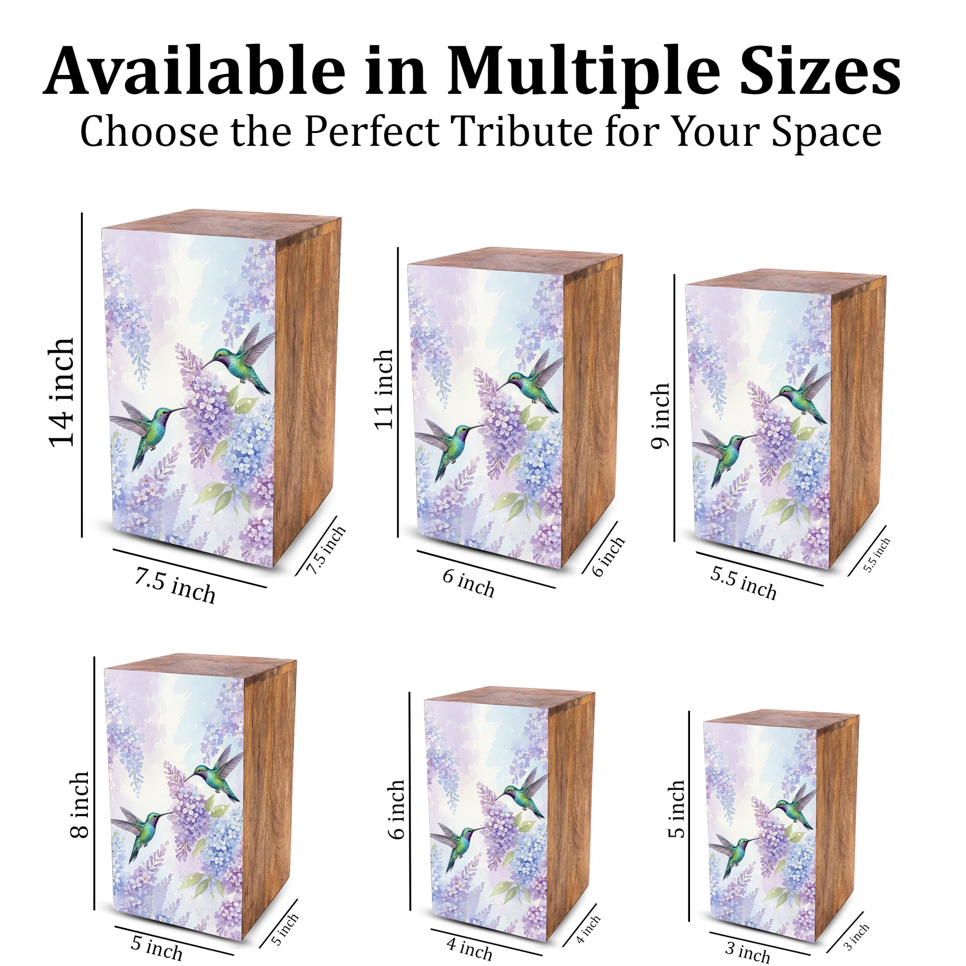 Green Humming Bird Urn For Ashes - Floral Hummingbird Keepsake Urns For Adults