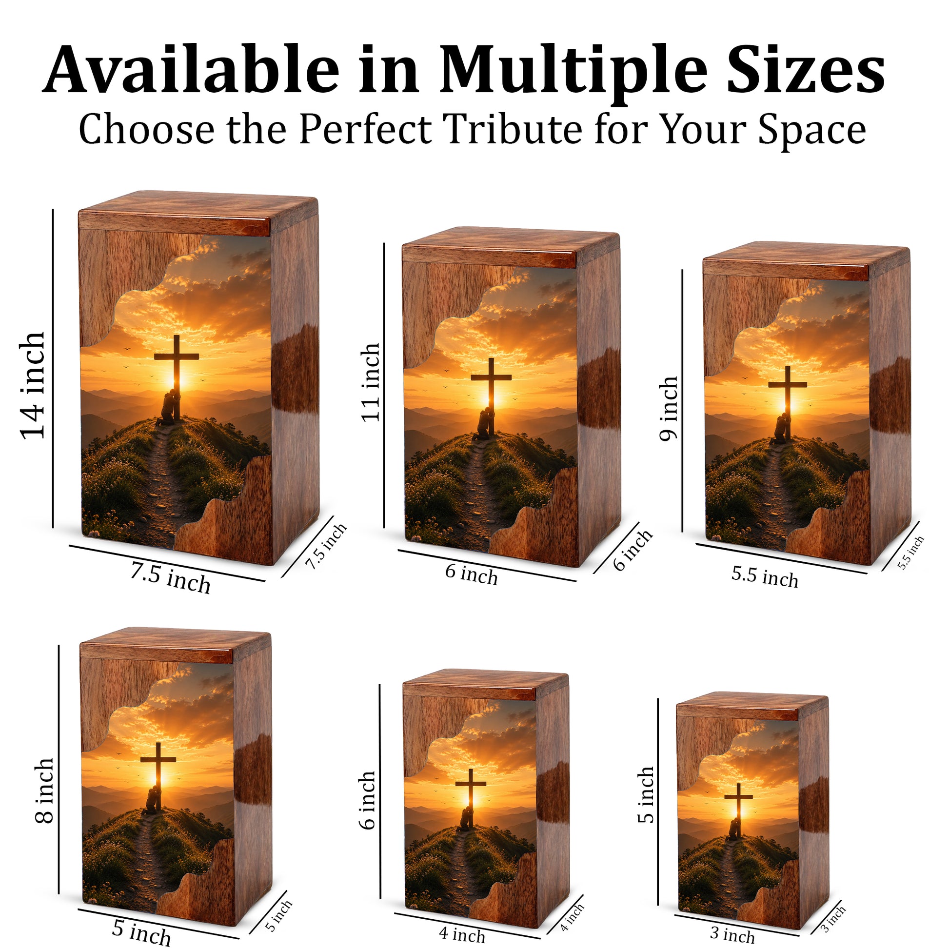 Cross Wooden Cremation Urn – Christian Memorial Urn for Human Ashes