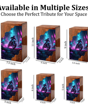 Personalized Wooden Cremation Urn – Adventure Motorcycle Memorial Urn