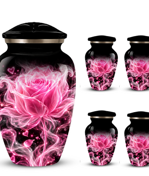 Pink Rose Cremation Urn for Ashes | Personalized Floral Memorial Urn | Handmade Adult Urn for Human Ashes