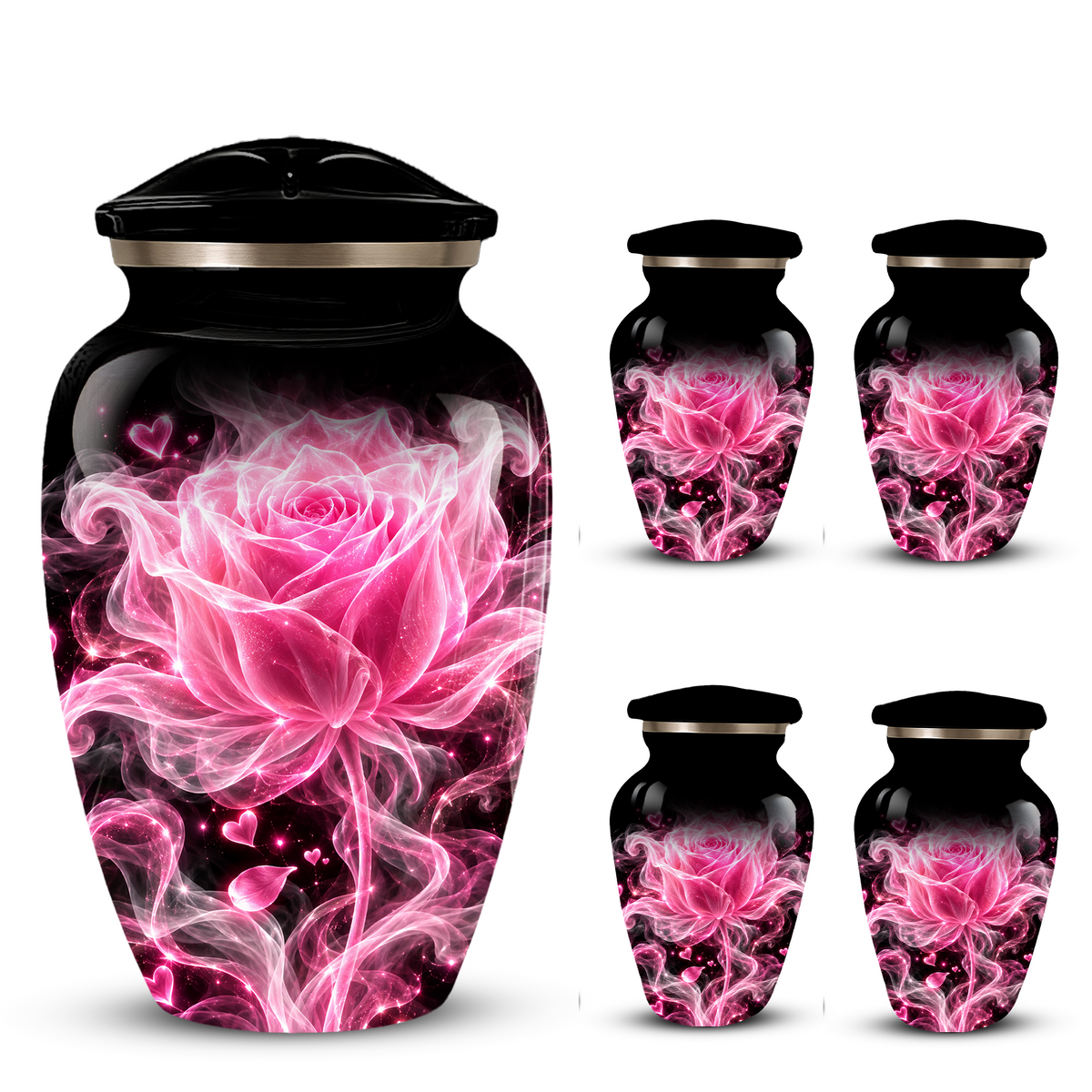 Pink Rose Cremation Urn for Ashes | Personalized Floral Memorial Urn | Handmade Adult Urn for Human Ashes
