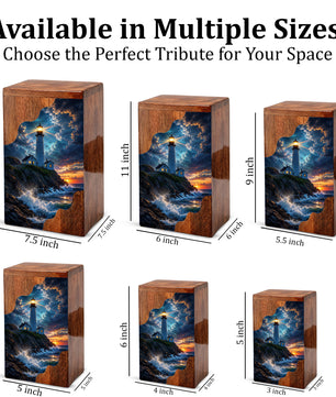 Lighthouse Wooden Cremation Urn for Human Ashes