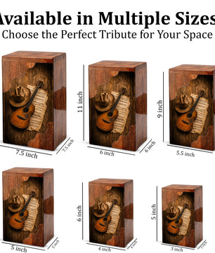 Personalized Wooden Cremation Urn for Dad, Guitar Memorial Urn