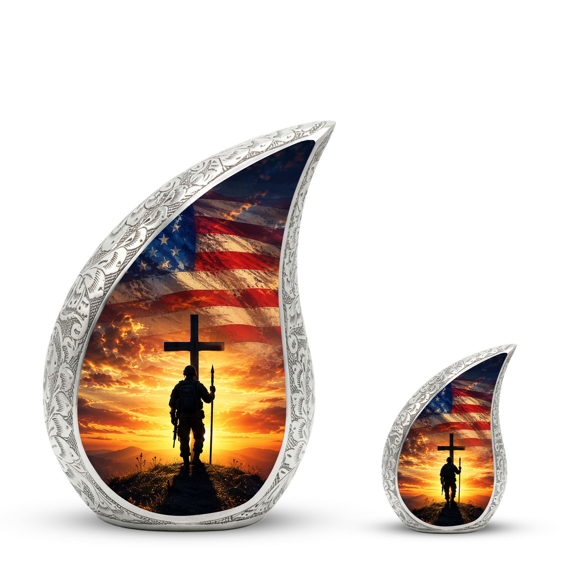 Military Cross Urn for Dad | Patriotic Cremation Urn for Adult Male Ashes