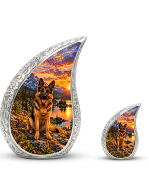 German Shepherd Cremation Urn for Ashes, Dog Memorial Urn, German Shepherd Adult Urn