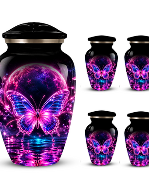 Personalized Butterfly Cremation Urn for Ashes, Pink Purple Galaxy Butterfly Adult Urn, Custom Memorial Urn