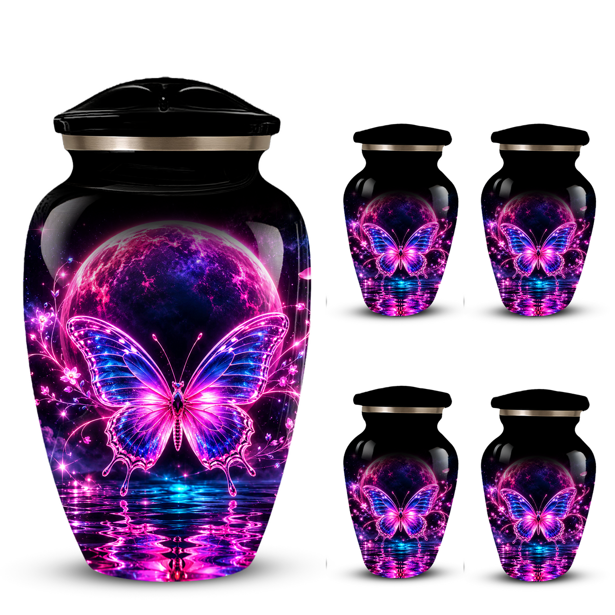 Personalized Butterfly Cremation Urn for Ashes, Pink Purple Galaxy Butterfly Adult Urn, Custom Memorial Urn