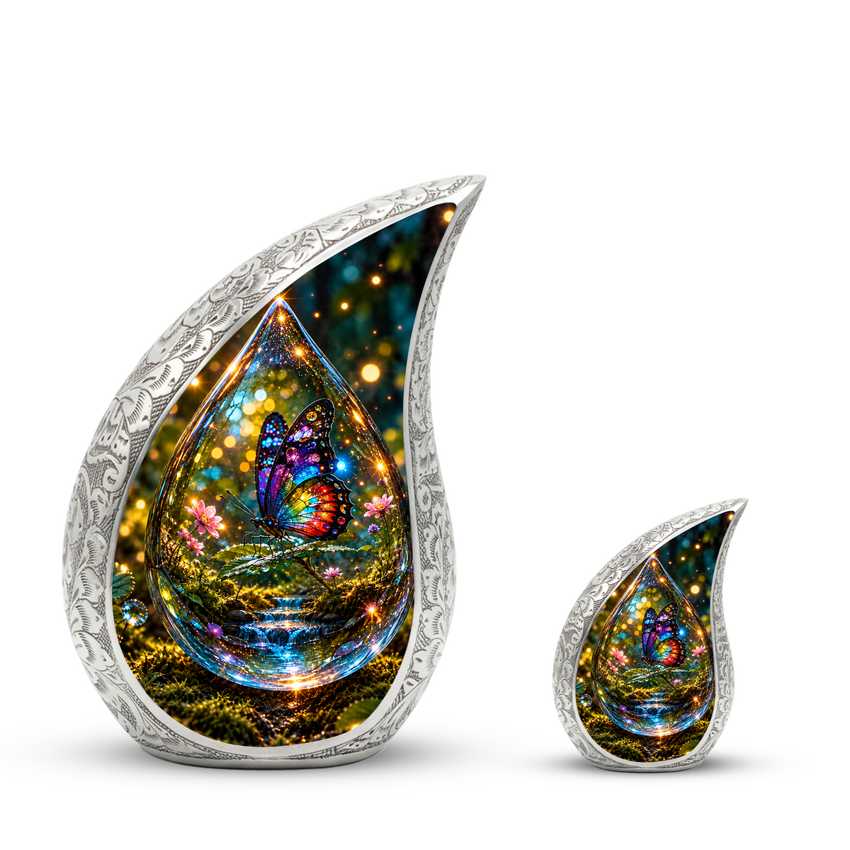 Butterfly Cremation Urn for Adult Ashes, Colorful Glass Butterfly Memorial Urn