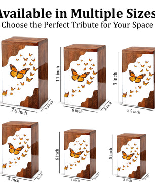 Wooden Butterfly Cremation Urn – Monarch Butterfly Memorial Urn | Custom Wooden Urn for Human Ashes