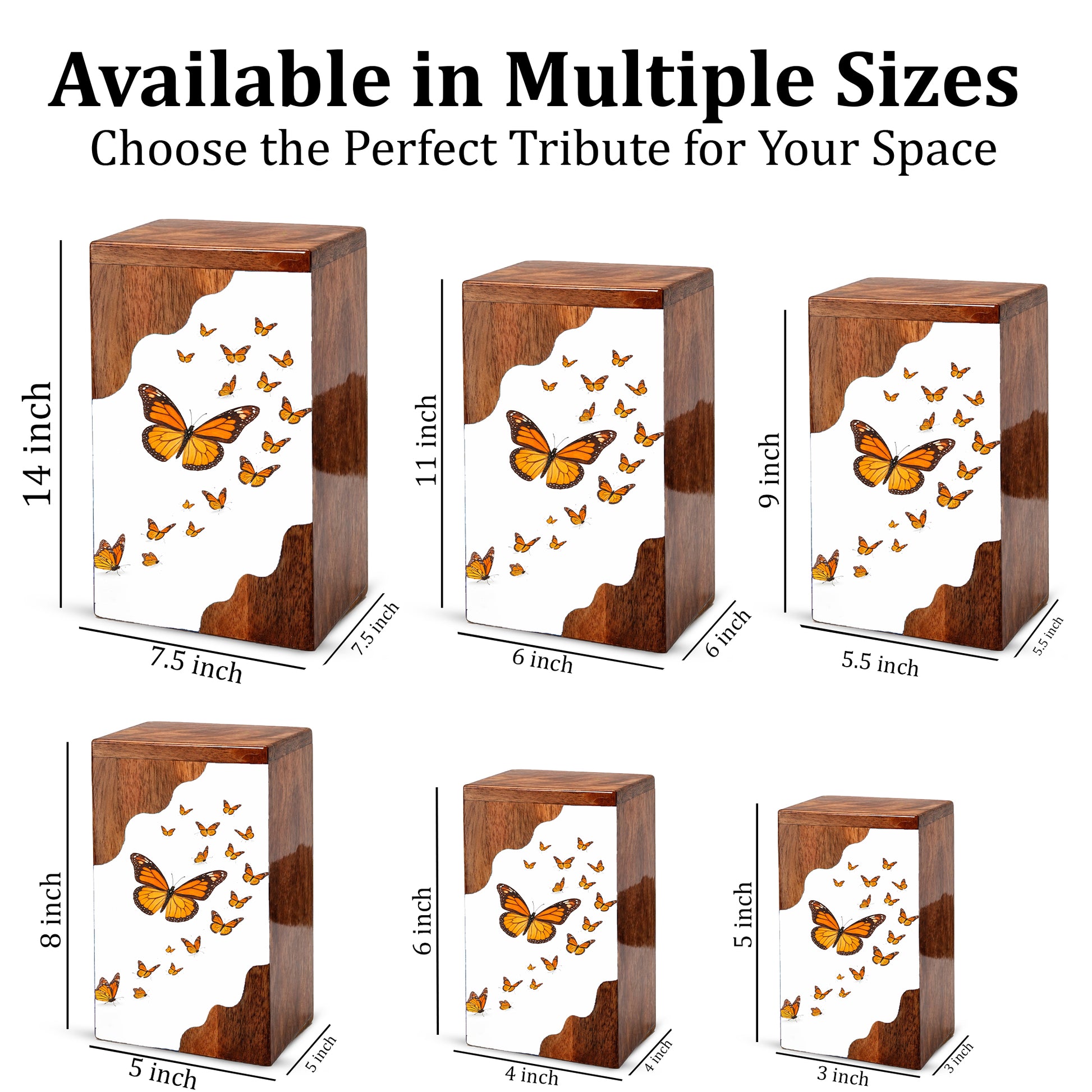 Wooden Butterfly Cremation Urn – Monarch Butterfly Memorial Urn | Custom Wooden Urn for Human Ashes