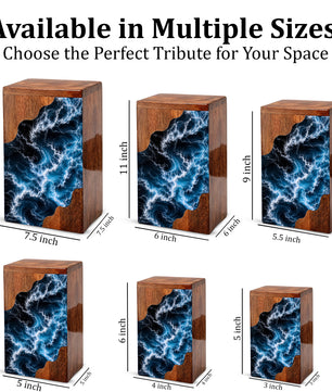 Wooden Ocean Wave Cremation Urn – Wooden Urn for Human Ashes