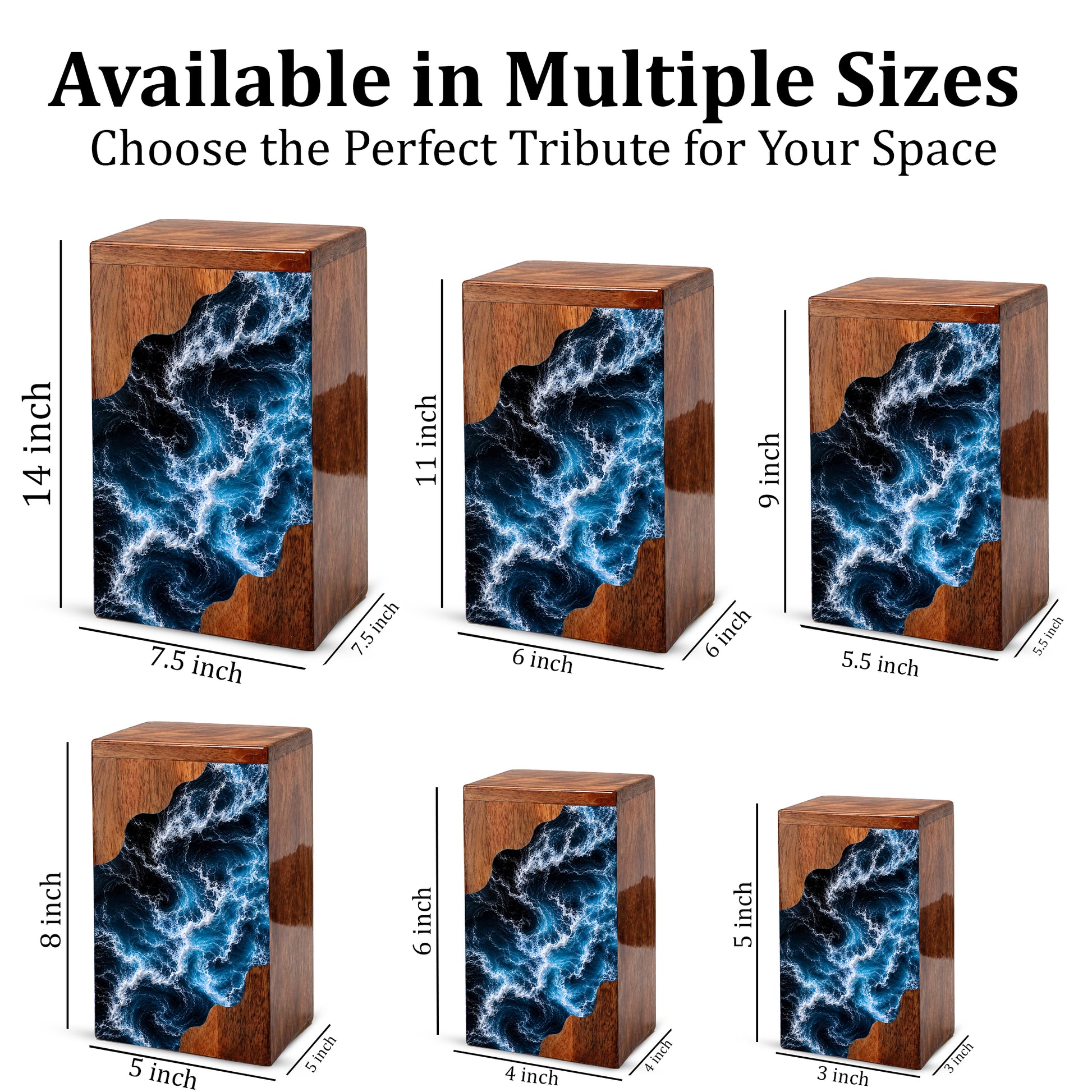 Wooden Ocean Wave Cremation Urn – Wooden Urn for Human Ashes