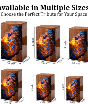 Butterfly Wooden Cremation Urn – Glowing Butterfly Memorial Urn for Human Ashes