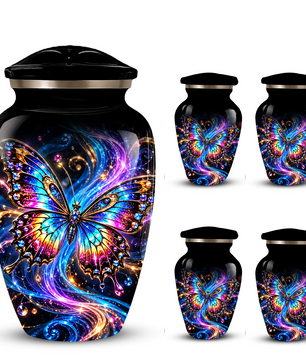 Colorful Butterfly Cremation Urn for Adult Ashes, Personalized Memorial Urn, Rainbow Butterfly Adult Urn for Human Ashes, Celestial Funeral Urn