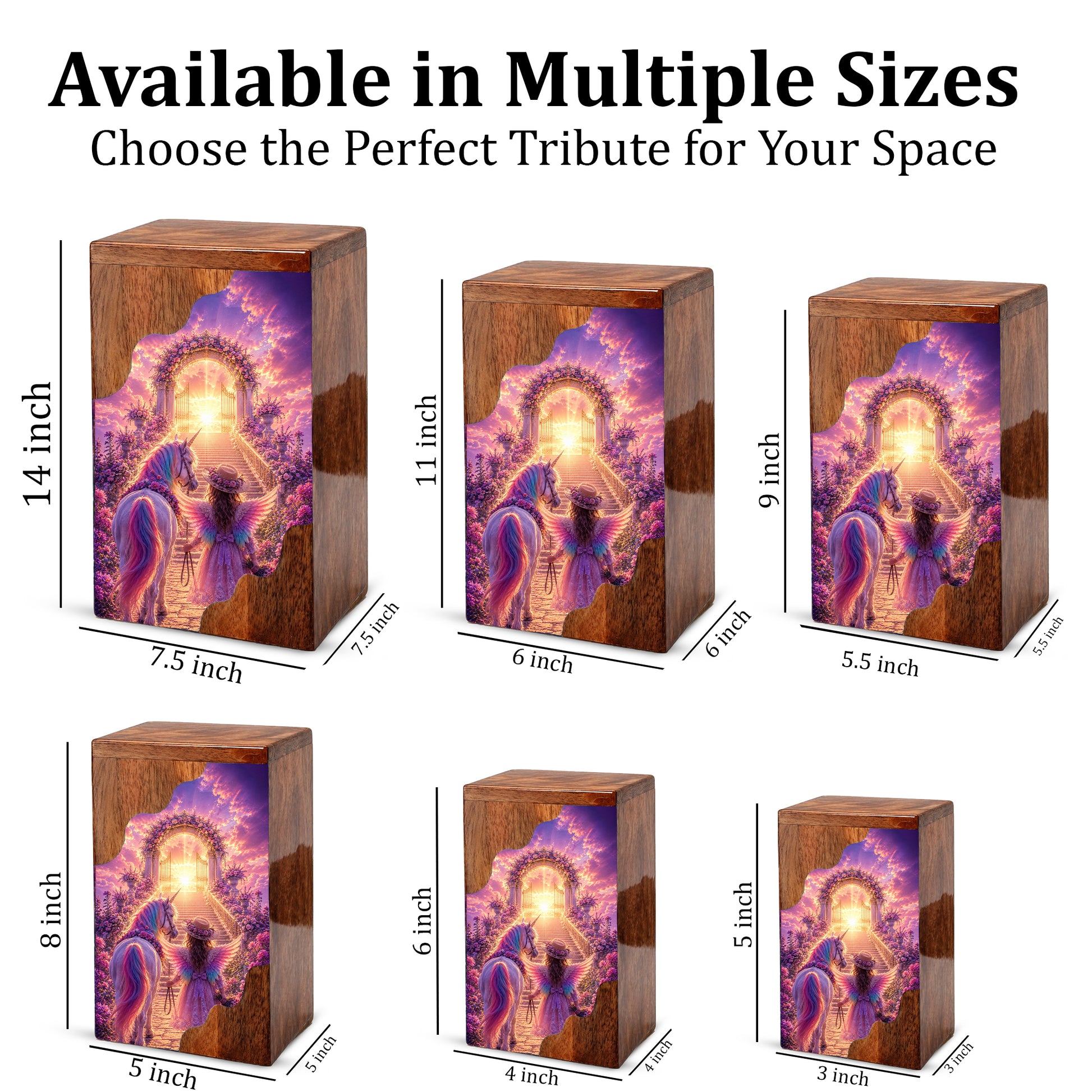 Angel Heaven Gate Wooden Cremation Urn – Heavenly Garden Memorial Wooden Urn for Human Ashes