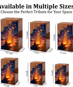 Butterfly Release Wooden Cremation Urn – Sunset Memorial Urn for Human Ashes