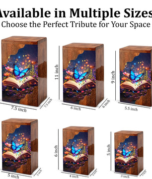 Wooden Cremation Urn – Butterfly Memorial Urn | Book of Memories Wooden Urn for Human Ashes