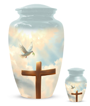 Christian Cross Cremation Urn for Mom – Dove Memorial Urn for Ashes