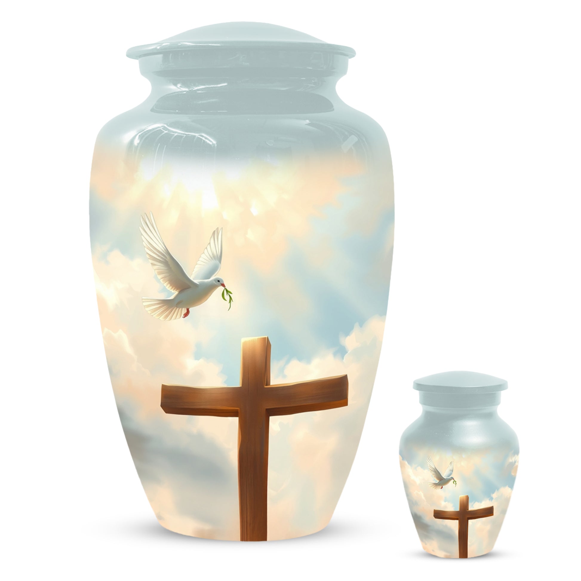 Christian Cross Cremation Urn for Mom – Dove Memorial Urn for Ashes
