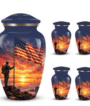 American Flag Cremation Urn for Dad – Patriotic Memorial Urn for Father, Veteran & Adult Male Ashes