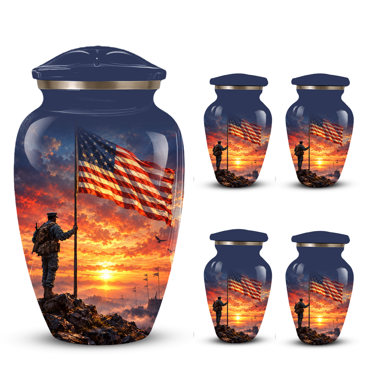 American Flag Cremation Urn for Dad – Patriotic Memorial Urn for Father, Veteran & Adult Male Ashes