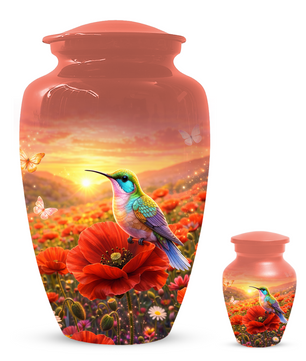 Hummingbird Urn for Ashes, Custom Cremation Urn for Mom, Floral Memorial Urn for Women,