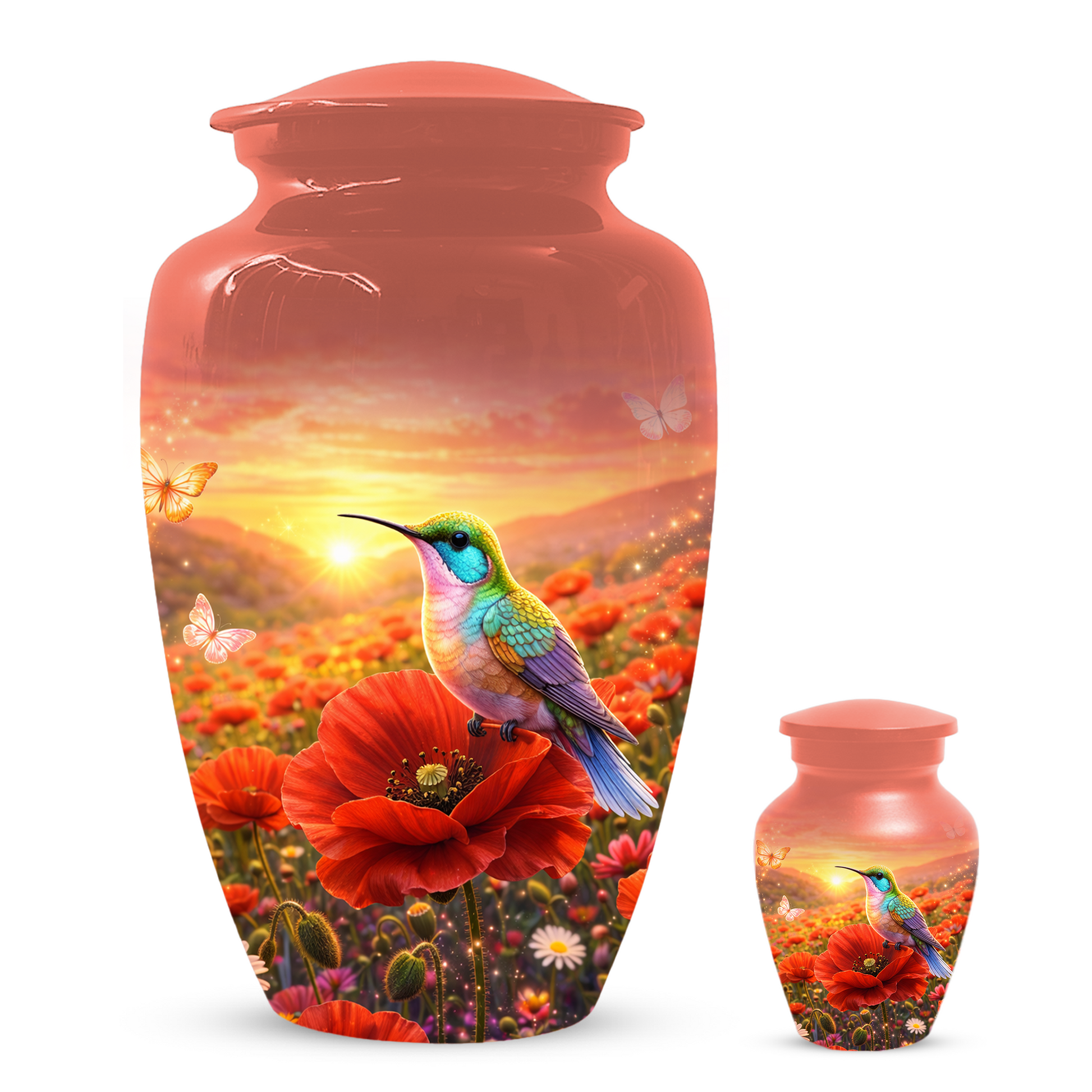 Hummingbird Urn for Ashes, Custom Cremation Urn for Mom, Floral Memorial Urn for Women,