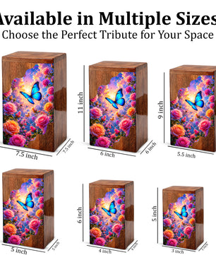 Butterfly Wooden Cremation Urn – Butterfly Memorial Urn for Human Ashes