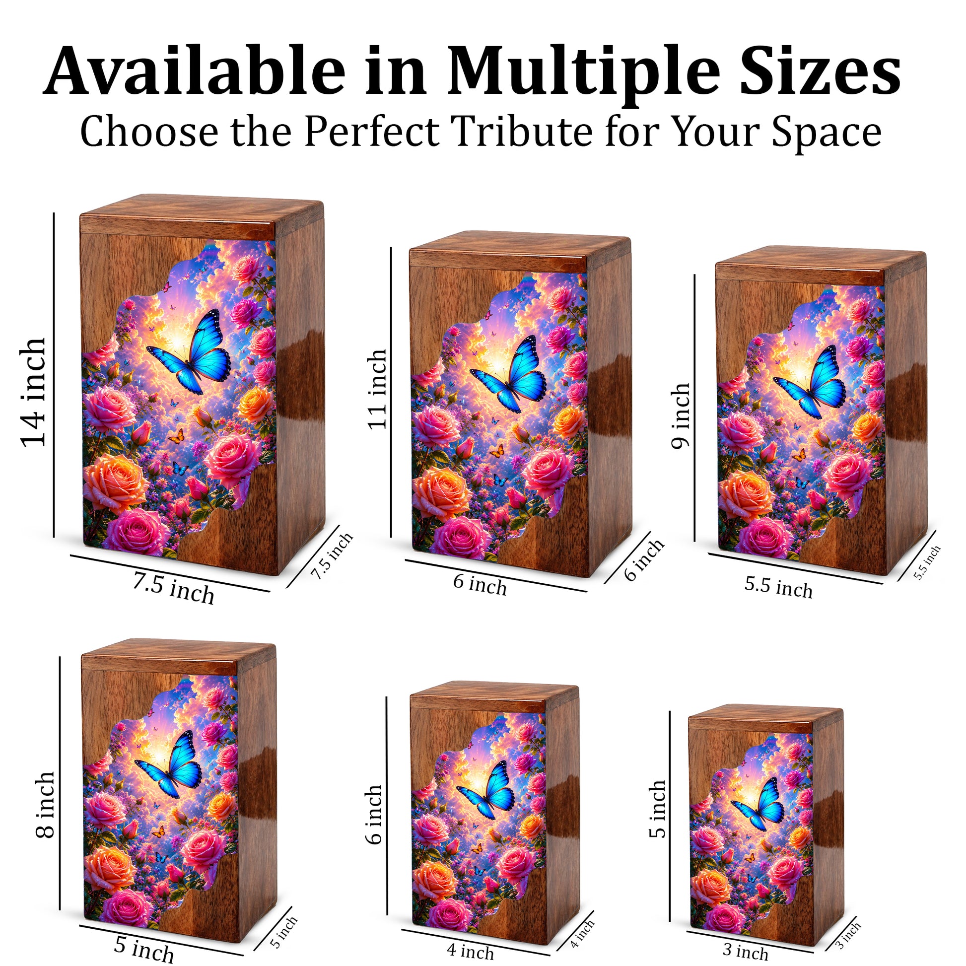 Butterfly Wooden Cremation Urn – Butterfly Memorial Urn for Human Ashes