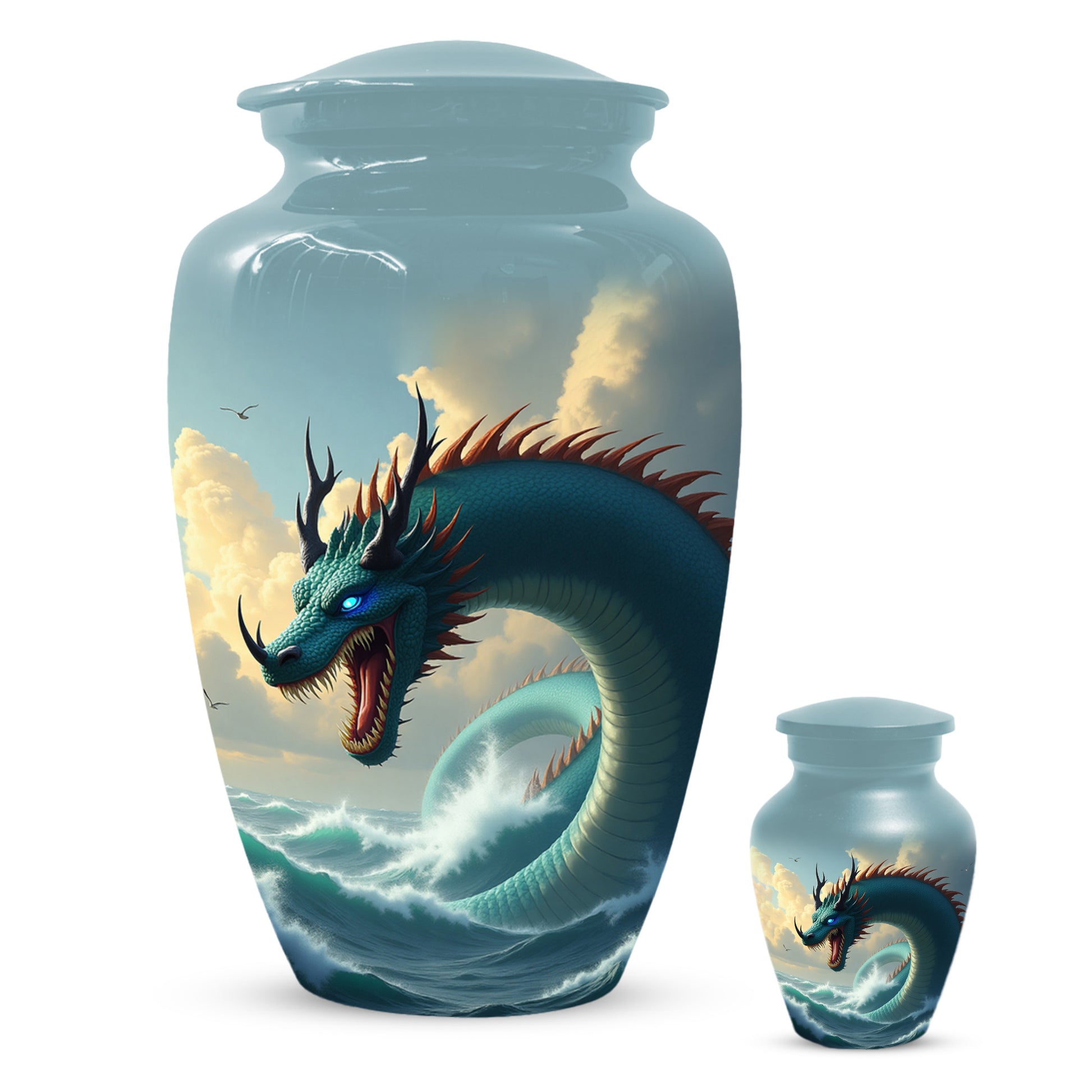 Ocean Dragon Urn for Adult Ashes – Fantasy Sea Dragon Cremation Urn | Memorial Urn