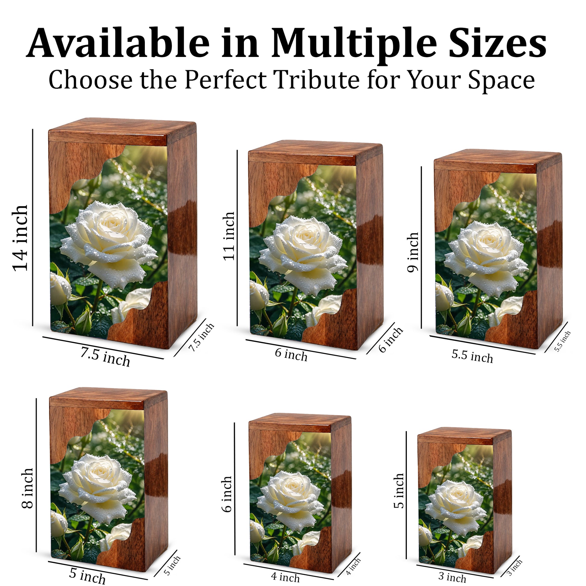 White Rose Wooden Cremation Urn – Wooden Urn for Human Ashes