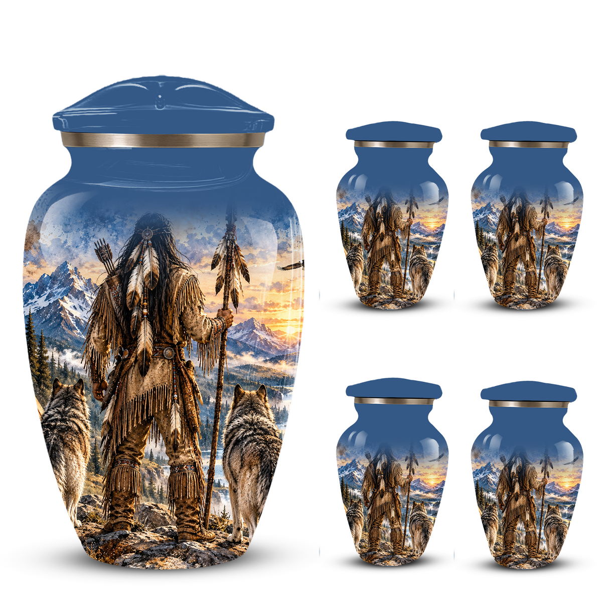 Adult Cremation Urn for Ashes | Personalized Adult Urn | Handmade Memorial Urn with Mountain & Wolf Design