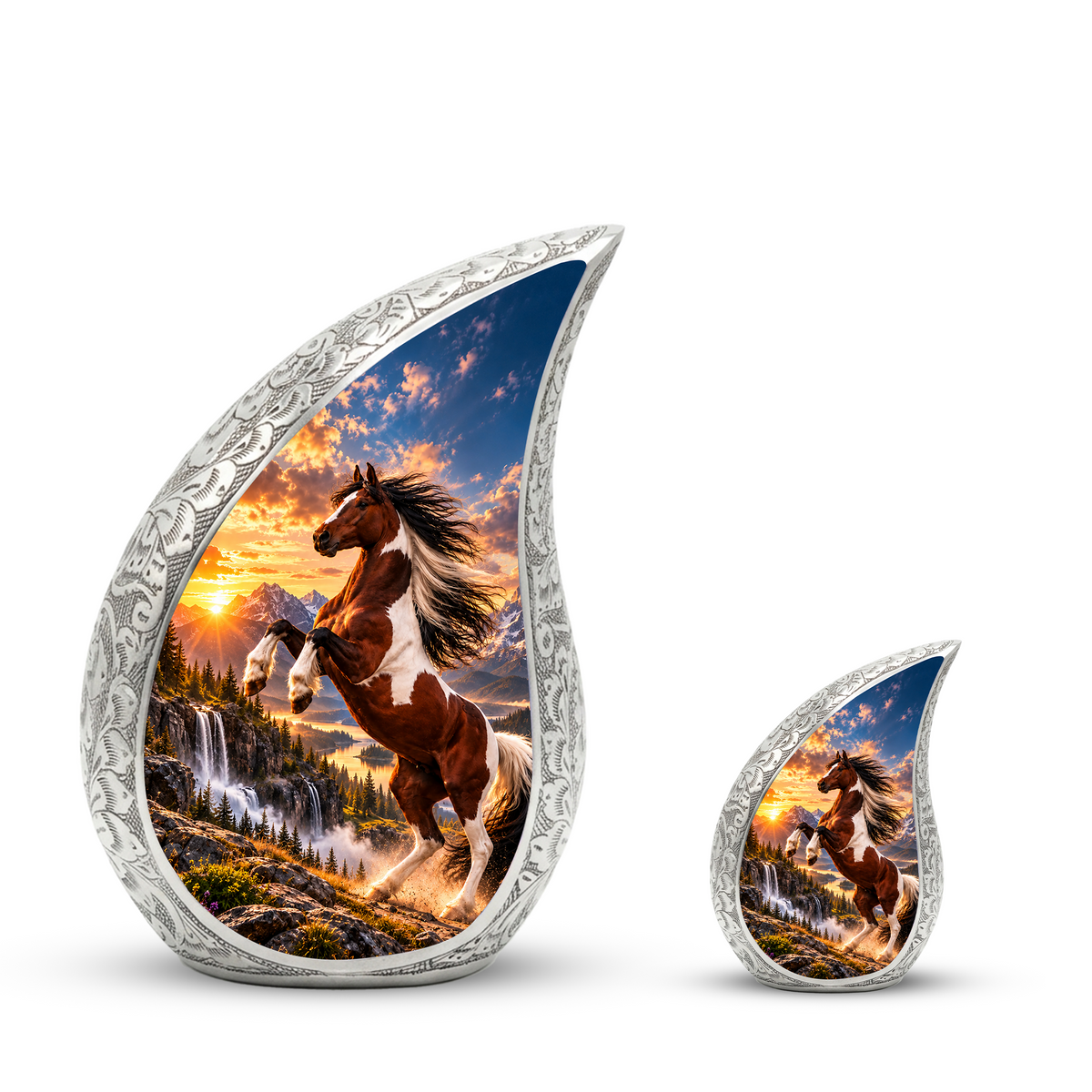 Horse Cremation Urn for Ashes, Rearing Horse Memorial Urn, Personalized Adult Urn