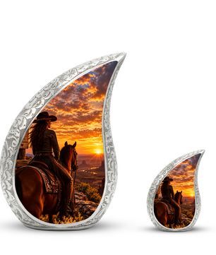 Cowboy Cremation Urn for Ashes, Western Horse Memorial Urn, Personalized Adult Urn