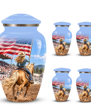 American Flag Cremation Urn – Personalized Cowgirl & Western Memorial Urn for Ashes
