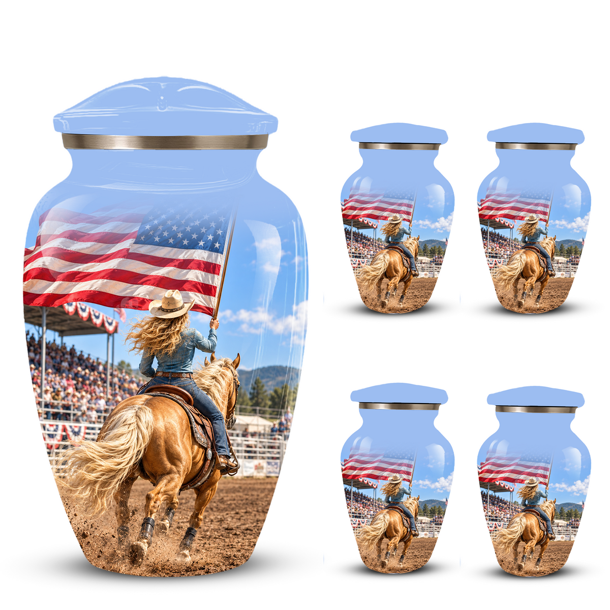 American Flag Cremation Urn – Personalized Cowgirl & Western Memorial Urn for Ashes